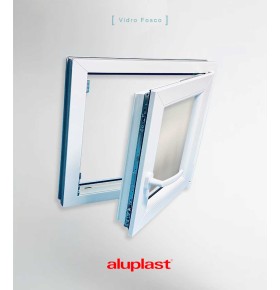 Janela PVC 60×60 cm Oscilobatente vidro duplo fosco | Aluplast A+