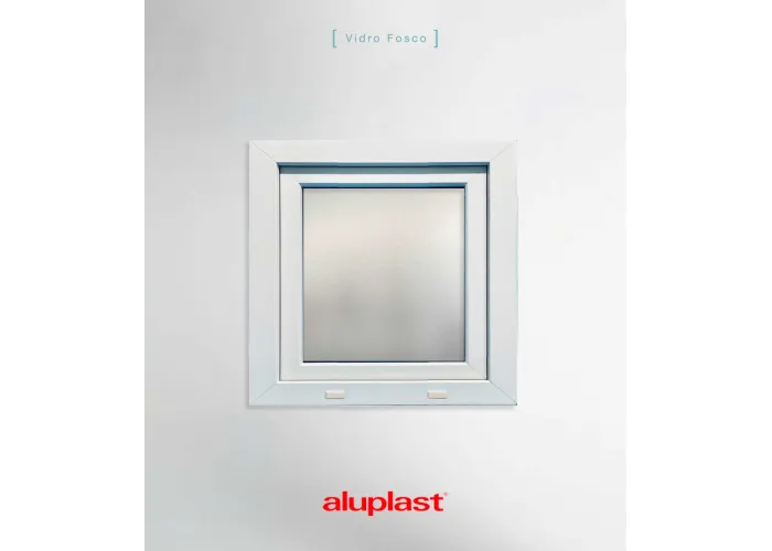 Janela PVC 60×60 cm Oscilobatente vidro duplo fosco | Aluplast A+