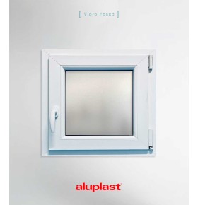 Janela PVC 60×60 cm Oscilobatente vidro duplo fosco | Aluplast A+
