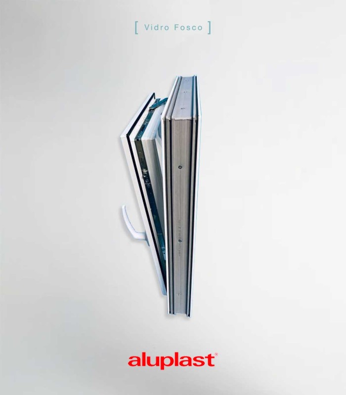 Janela PVC 60×60 cm Oscilobatente vidro duplo fosco | Aluplast A+