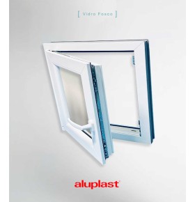 Janela PVC 60×60 cm Oscilobatente vidro duplo fosco | Aluplast A+