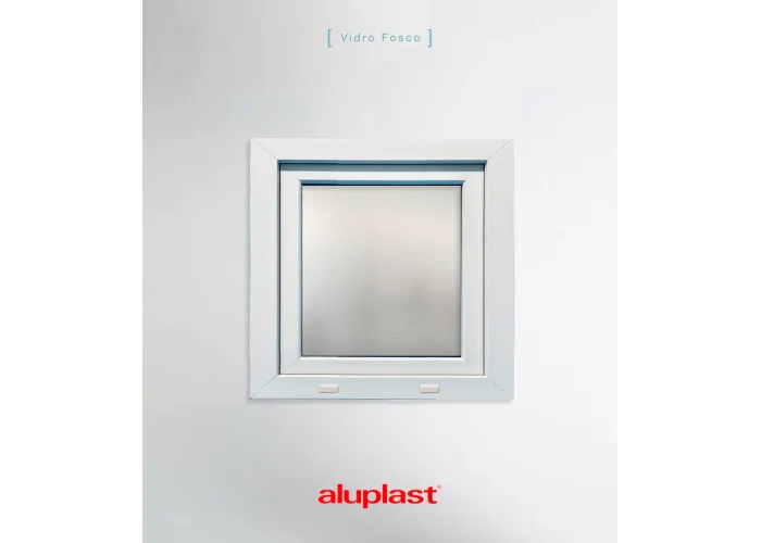 Janela PVC 60×60 cm Oscilobatente vidro duplo fosco | Aluplast A+