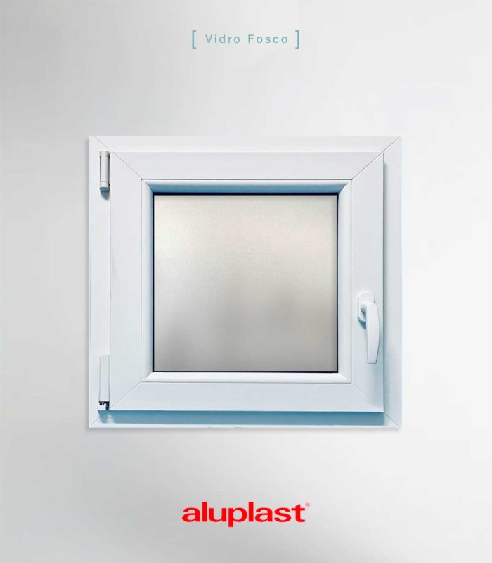 Janela PVC 60×60 cm Oscilobatente vidro duplo fosco | Aluplast A+