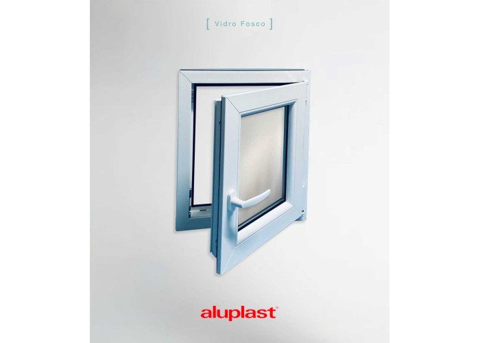Janela PVC 60×70 cm Oscilobatente vidro duplo fosco | Aluplast A+