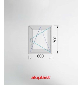 Janela PVC 60×70 cm Oscilobatente vidro duplo fosco | Aluplast A+