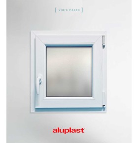 Janela PVC 60x70cm Oscilobatente DIREITA Vidro Duplo FOSCO LISO ALUPLAST