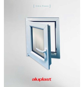 Janela PVC 60x70 cm Oscilobatente vidro duplo fosco | Aluplast A+