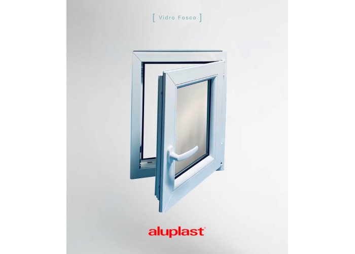 Janela PVC 60×80 cm Oscilobatente vidro duplo fosco | Aluplast A+