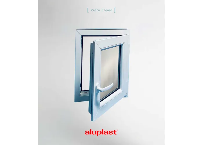Janela PVC 60×80 cm Oscilobatente vidro duplo fosco | Aluplast A+