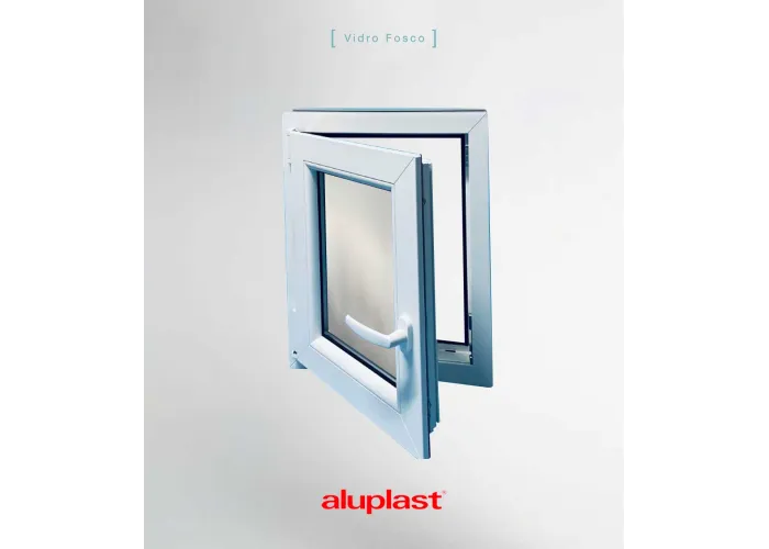 Janela PVC 60×80 cm Oscilobatente vidro duplo fosco | Aluplast A+