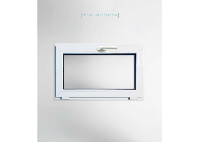 Janela PVC 100x50cm Basculante Vidro Duplo transparente|Entrega rápida