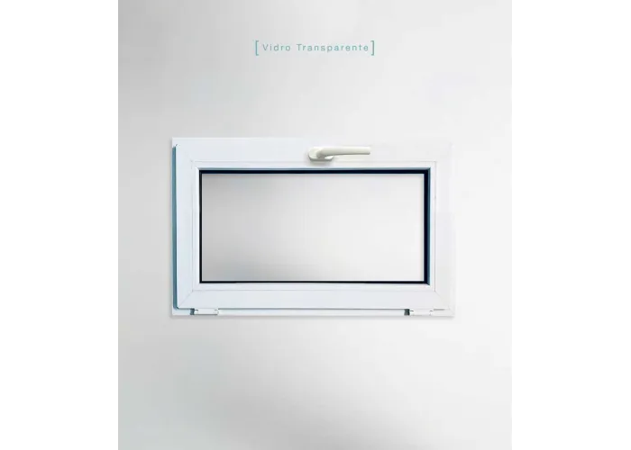 Janela PVC 100x50cm Basculante Vidro Duplo transparente|Entrega rápida