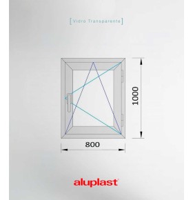 Janela PVC 80x100cm Oscilobatente Direita Carvalho Dourado Vidro Duplo Aluplast