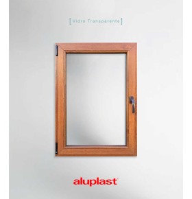 Janela PVC 80x100cm Oscilobatente ESQUERDA Carvalho Dourado Vidro Duplo ALUPLAST