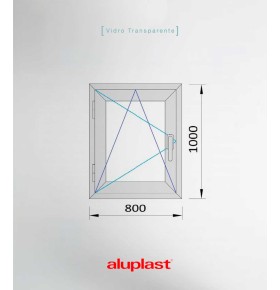 Janela PVC 80x100cm Oscilobatente Esquerda Carvalho Dourado Vidro Duplo Aluplast