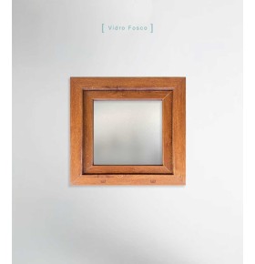 Janela PVC 50x50cm Oscilobatente Direita Carvalho Dourado Vidro Duplo Fosco Liso