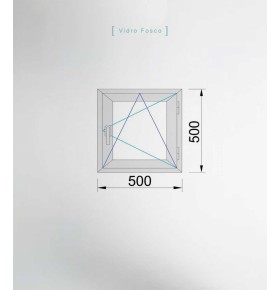 Janela PVC 50x50cm Oscilobatente Direita Carvalho Dourado Vidro Duplo Fosco Liso