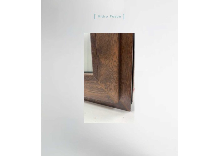 Janela PVC 50x50cm Oscilobatente Esquerda Nogueira Vidro Duplo Fosco Liso