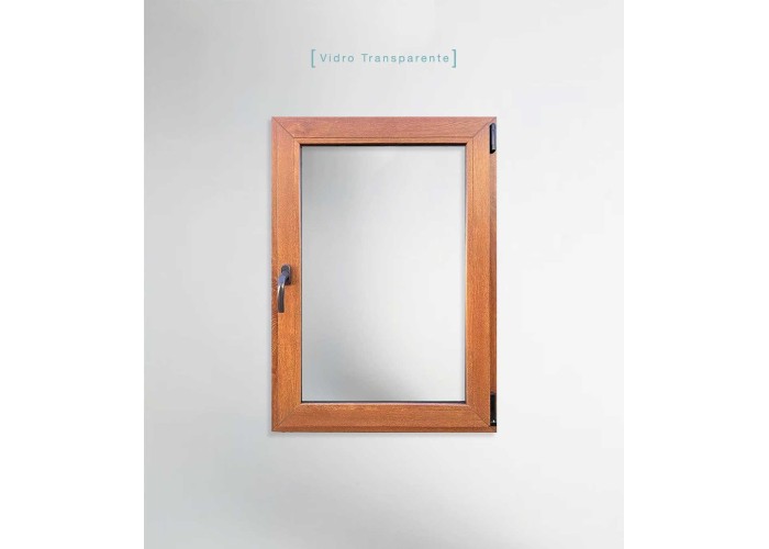 Janela PVC 70x100cm Oscilobatente Direita Carvalho Dourado Vidro Duplo