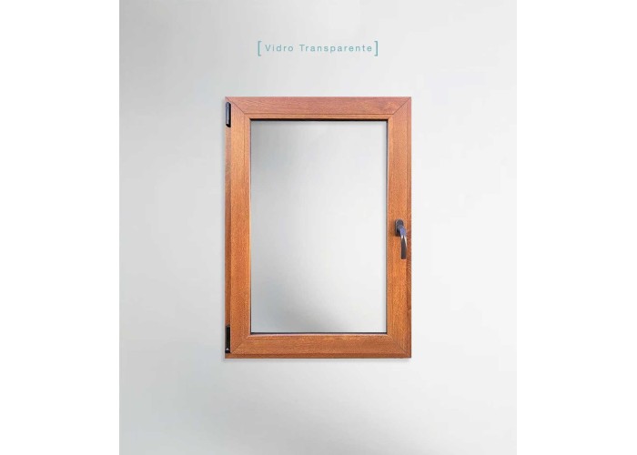 Janela PVC 70x100cm Oscilobatente Esquerda Carvalho Dourado Vidro Duplo