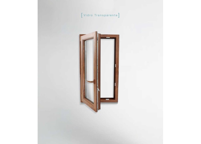 Janela PVC 70x100cm Oscilobatente Esquerda Carvalho Dourado Vidro Duplo