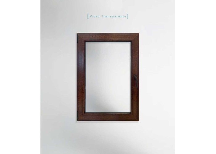 Janela PVC 70x100cm Oscilobatente Esquerda Nogueira Vidro Duplo