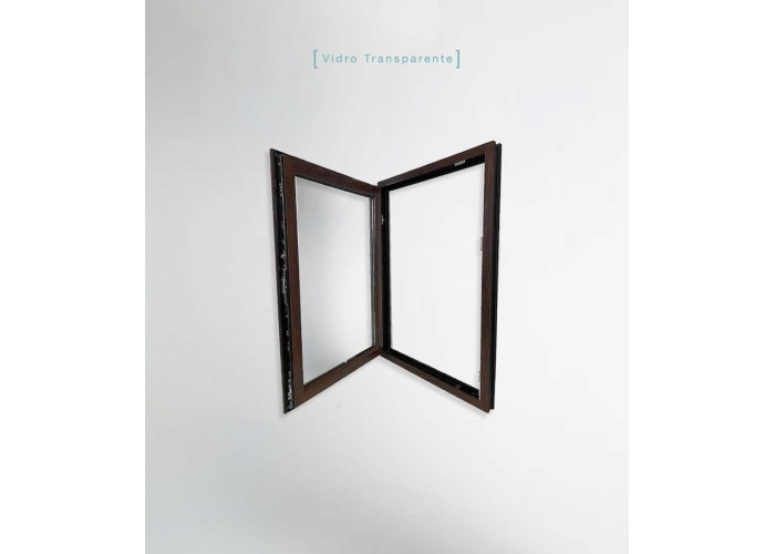 Janela PVC 70x100cm Oscilobatente Esquerda Nogueira Vidro Duplo