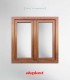 Janela PVC 100x100cm Oscilobatente Carvalho Dourado Vidro Duplo Aluplast