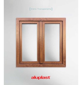 Janela PVC 100x100cm Oscilobatente Carvalho Dourado Vidro Duplo Aluplast