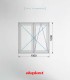 Janela PVC 100x100cm Oscilobatente Carvalho Dourado Vidro Duplo Aluplast