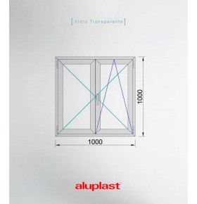 Janela PVC 100x100cm Oscilobatente Carvalho Dourado Vidro Duplo Aluplast