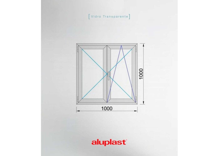 Janela PVC 100x100cm Oscilobatente Carvalho Dourado Vidro Duplo Aluplast