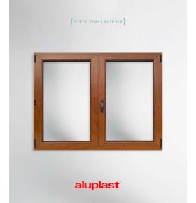 Janela PVC 120x100cm Oscilobatente Carvalho Dourado Vidro Duplo Aluplast