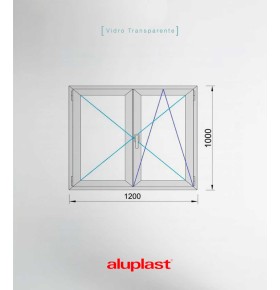 Janela PVC 120x100cm Oscilobatente Carvalho Dourado Vidro Duplo Aluplast