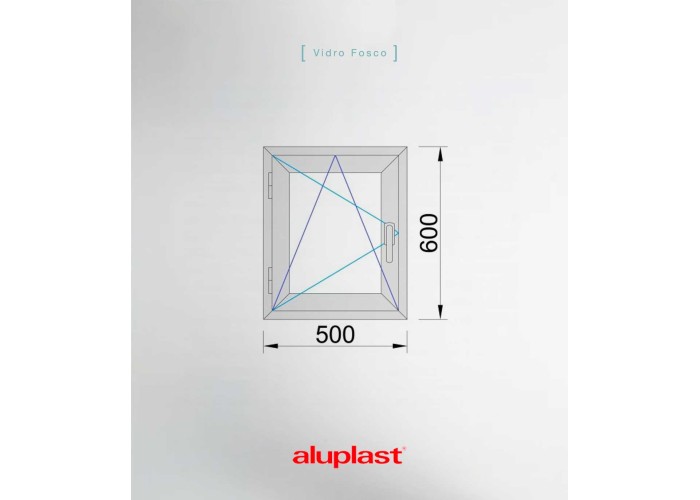 Janela PVC 50x60cm Oscilobatente Esquerda Antracite Vidro Duplo Fosco Liso Aluplast