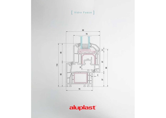 Janela PVC 50x60cm Oscilobatente Esquerda Antracite Vidro Duplo Fosco Liso Aluplast