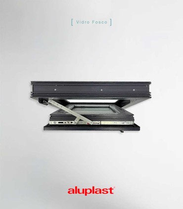 Janela PVC 50x60cm Oscilobatente DIREITA Antracite Vidro Duplo FOSCO LISO ALUPLAST