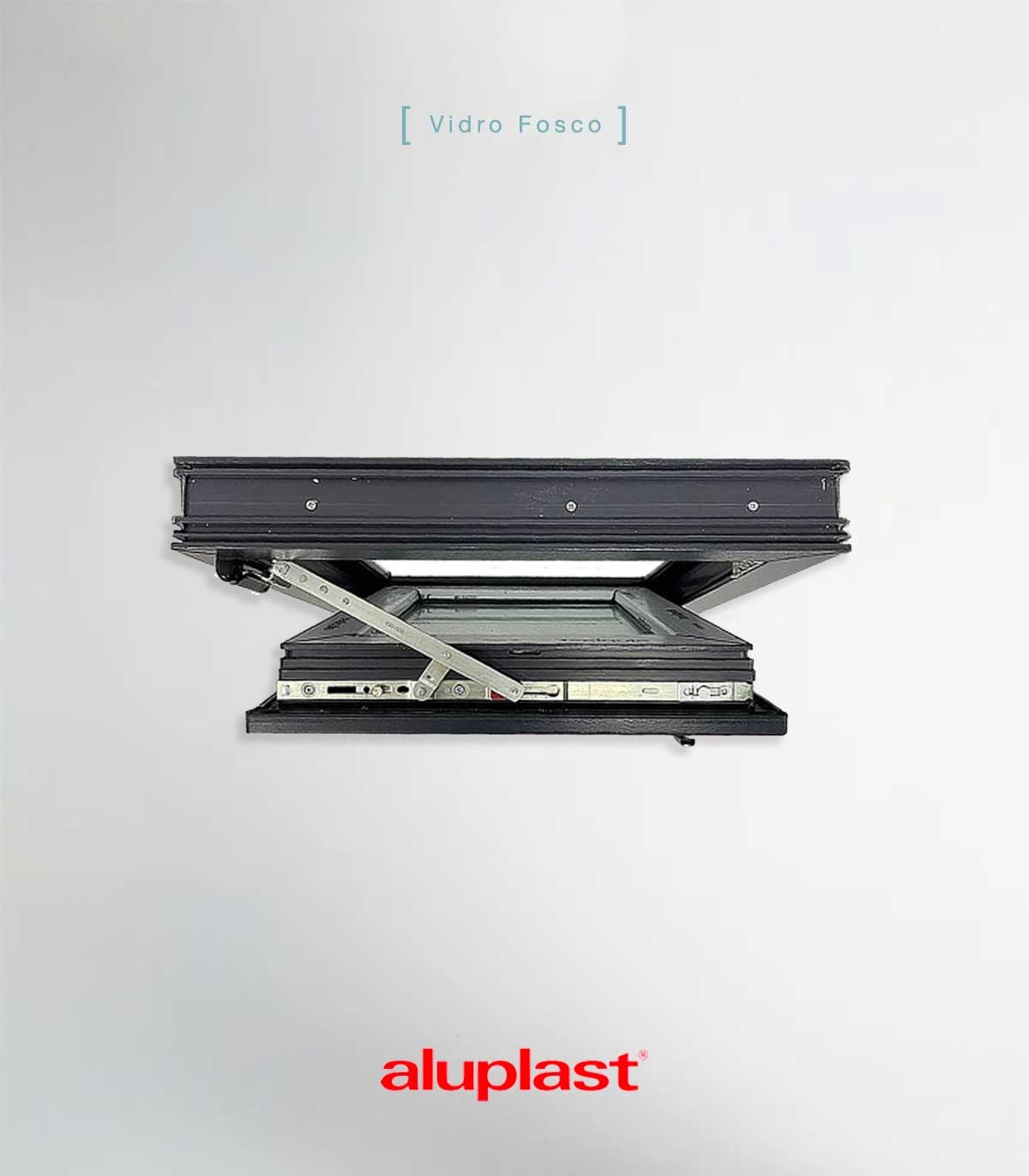 Janela PVC 50x60cm Oscilobatente DIREITA Antracite Vidro Duplo FOSCO LISO ALUPLAST