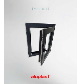 Janela PVC 50x60cm Oscilobatente Direita Antracite Vidro Duplo Fosco Liso Aluplast