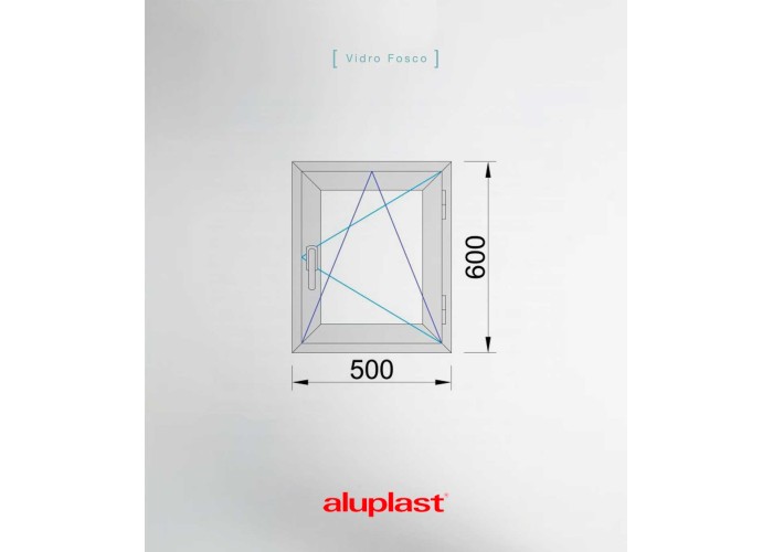 Janela PVC 50x60cm Oscilobatente Direita Antracite Vidro Duplo Fosco Liso Aluplast