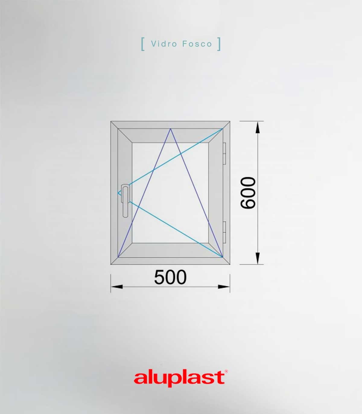 Janela PVC 50x60cm Oscilobatente DIREITA Antracite Vidro Duplo FOSCO LISO ALUPLAST