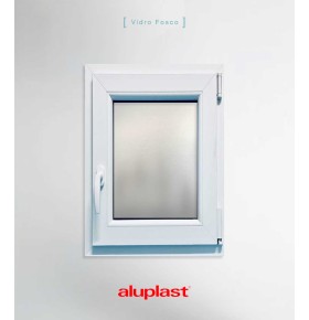 Janela PVC 60x100cm Oscilobatente DIREITA Vidro Duplo FOSCO LISO ALUPLAST
