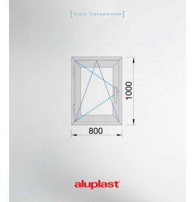 Janela PVC 80x100 cm Oscilobatente vidro duplo | Aluplast A+