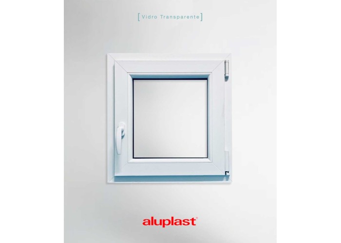 Janela PVC 90x90 cm Oscilobatente vidro duplo | Aluplast A+