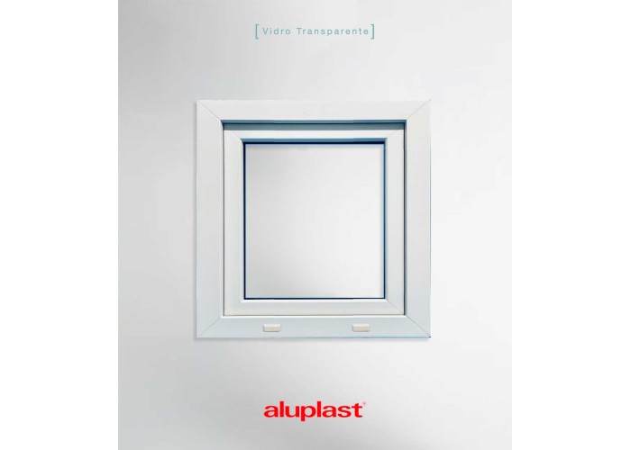 Janela PVC 90x90 cm Oscilobatente vidro duplo | Aluplast A+