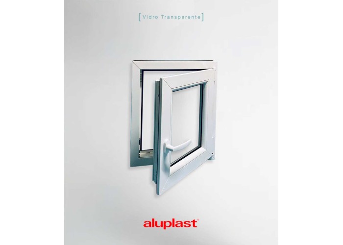 Janela PVC 90x90 cm Oscilobatente vidro duplo | Aluplast A+