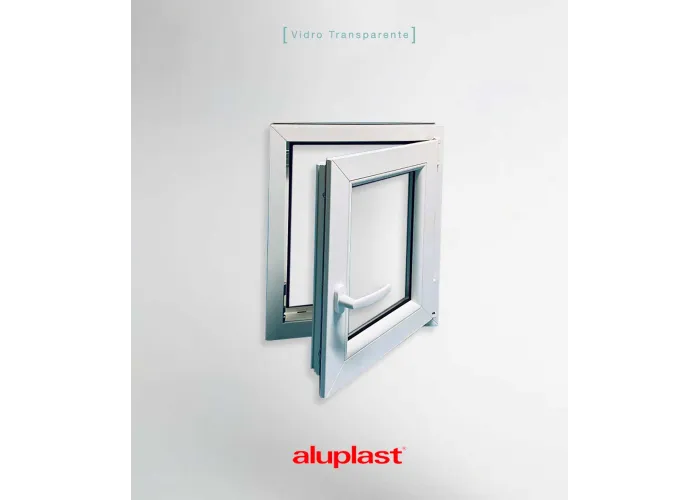 Janela PVC 90x90 cm Oscilobatente vidro duplo | Aluplast A+