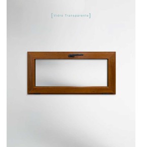 Janela PVC 100x50cm Basculante Carvalho Dourado Vidro Duplo