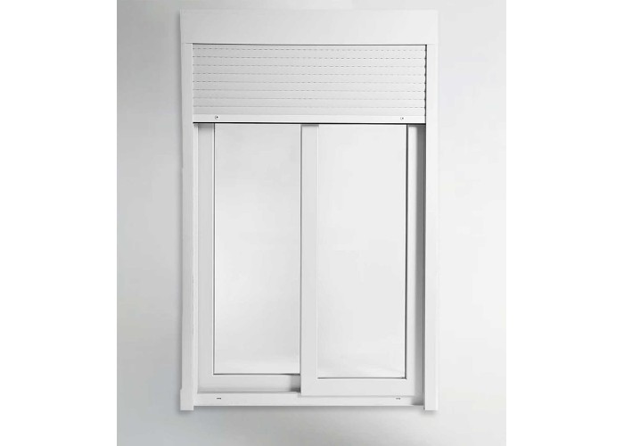 Porta Janela de Correr PVC 150x218,5cm com Estore Vidro Duplo Aluplast