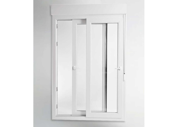 Porta Janela de Correr PVC 150x218,5cm com Estore Vidro Duplo Aluplast